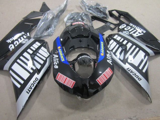 Carenado Ducati 1098 07-14 - Negro Blanco Advance Alice Carenado Ducati 1098 07-14 - Negro Blanco Advance Alice