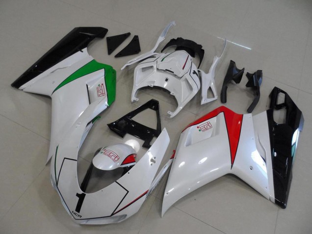 Carenado Ducati 848 1098 1198 07-14 - Blanco Perla con Italy Flag Carenado Ducati 848 1098 1198 07-14 - Blanco Perla con Italy Flag
