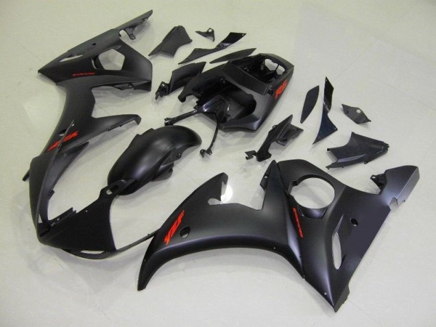 Carenado Yamaha R6 03-05 - Negro Mate Rojo Calcomanías