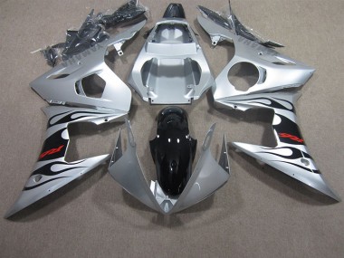 Carenado Yamaha R6 03-05 - Plata Negro Rojo Calcomanía