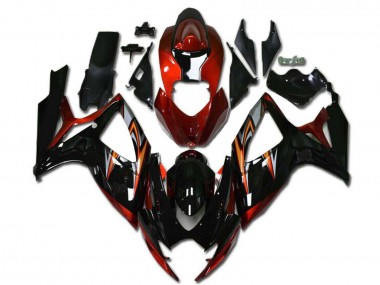 Carenados Moto Suzuki GSXR 600/750 2006-2007 - Naranja Plata Negro Brillante Raya
