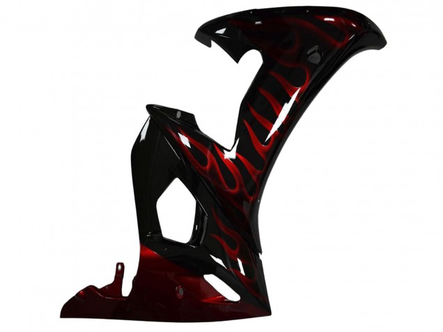 Carenado Moto Yamaha YZF R6 2003-2004 - Negro Brillante Rojo Llama