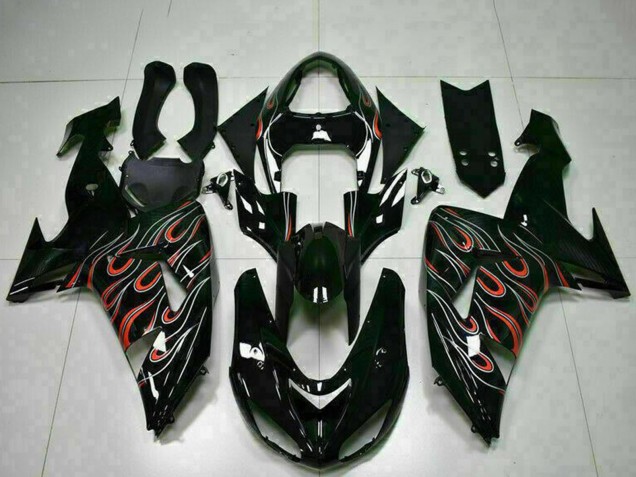 Kits Carenado Moto Kawasaki ZX10R 2006-2007 - Negro Brillante Rojo Llama