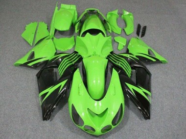 Carenado Moto Kawasaki ZX14R ZZR1400 2006-2011 - Verde Negro Brillante