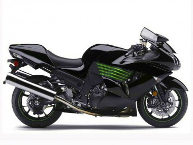 Carenados Moto Kawasaki ZX14R ZZR1400 2006-2011 - Negro Brillante Verde