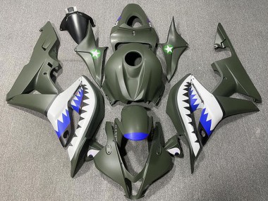 Carenados Moto Honda CBR600RR 2007-2008 - Verde Militar Blanco Azul Tiburón