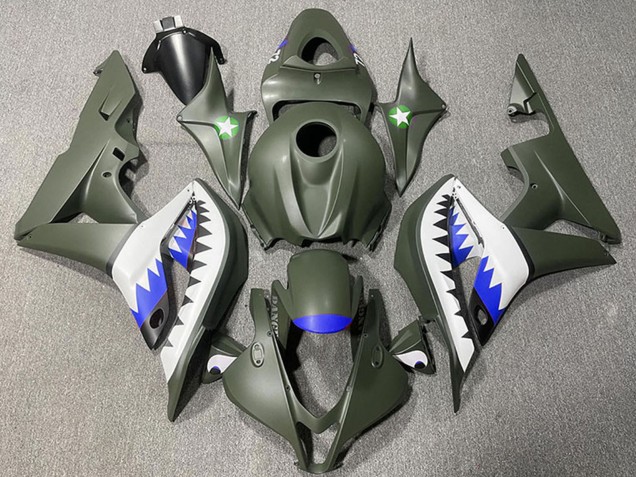 Carenados Moto Honda CBR600RR 2007-2008 - Verde Militar Blanco Azul Tiburón