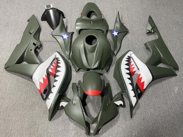 Carenados Moto Honda CBR600RR 2007-2008 - Verde Militar Blanco Rojo Tiburón