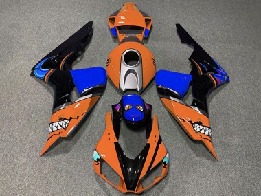 Carenados Moto Honda CBR1000RR 2006-2007 - Naranja Plata Azul Negro Brillante Tiburón