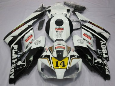 Carenados Moto Honda CBR1000RR 2004-2005 - Blanco Negro Brillante Amarillo Playboy 14