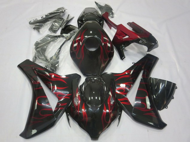 Carenados Moto Honda CBR1000RR 2008-2011 - Negro Brillante Rojo Llama