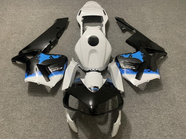 Carenado Moto Honda CBR600RR 2003-2004 - Blanco Azul Negro Brillante Splatter