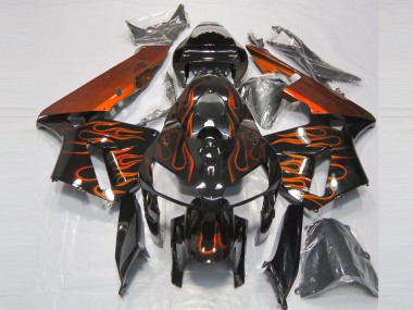 Carenados Moto Honda CBR600RR 2005-2006 - Negro Brillante Naranja Llama