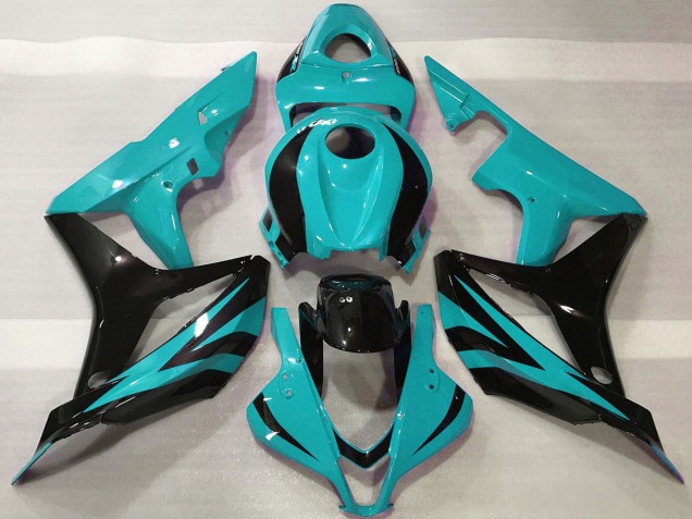 Carenados Moto Honda CBR600RR 2007-2008 - Cian Azul Negro Brillante OEM Estilo