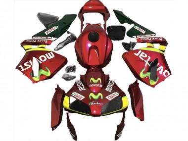 Carenados Moto Honda CBR600RR 2003-2004 - Rojo Amarillo Verde MoviStar