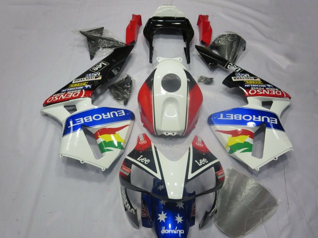 Kits Carenado Moto Honda CBR600RR 2003-2004 - Blanco Rojo Azul Negro Brillante EuroBet