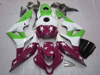 Carenados Moto Honda CBR600RR 2007-2008 - Blanco Verde Rojo Granate Estrellas Raya