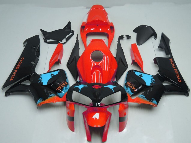 Carenados Moto Honda CBR600RR 2005-2006 - Rojo Azul Claro Negro Splatter