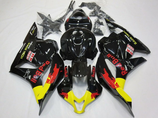 Carenados Moto Honda CBR600RR 2009-2012 - Negro Brillante Amarillo Rojo Bull