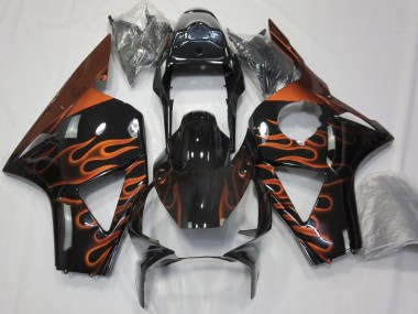 Carenados Moto Honda CBR954RR 2002-2003 - Negro Brillante Naranja Llama