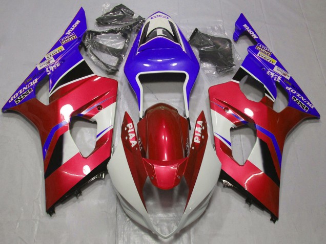 Carenados Moto Suzuki GSXR 1000 2003-2004 - Rojo Caramelo Blanco Azul