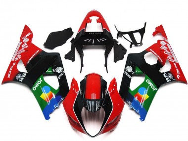Carenados Moto Suzuki GSXR 1000 2003-2004 - Rojo Negro Verde JOMO