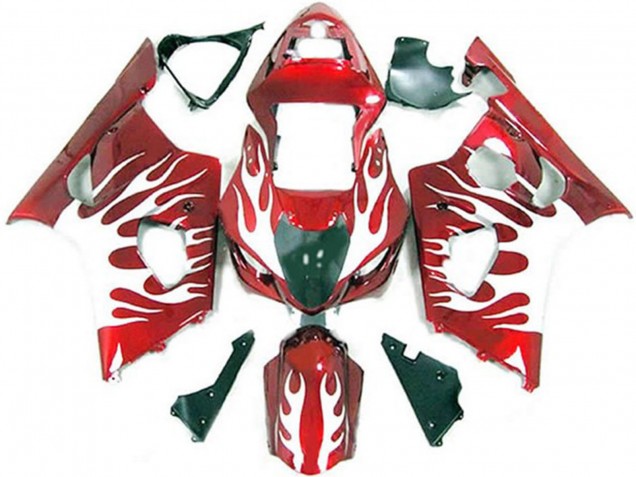 Carenados Moto Suzuki GSXR 1000 2003-2004 - Blanco Rojo Llama
