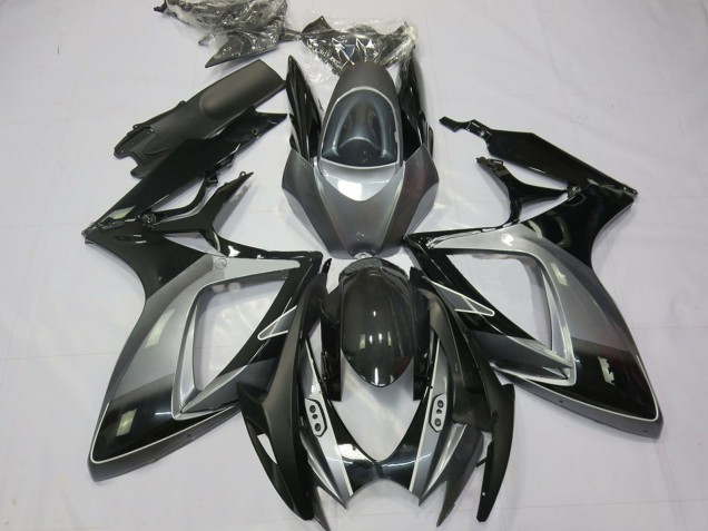 Carenados Moto Suzuki GSXR 600 / GSXR 750 2006-2007 - Gris Negro Brillante Raya