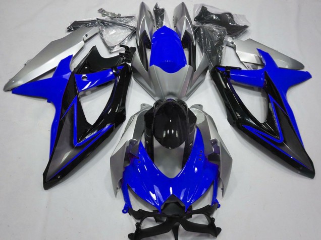 Carenados Moto Suzuki GSXR 600 / GSXR 750 2008-2010 - Plata Azul Negro Brillante