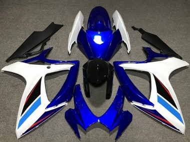 Kits Carenado Moto Suzuki GSXR 600 / GSXR 750 2006-2007 - Blanco Azul Negro Brillante