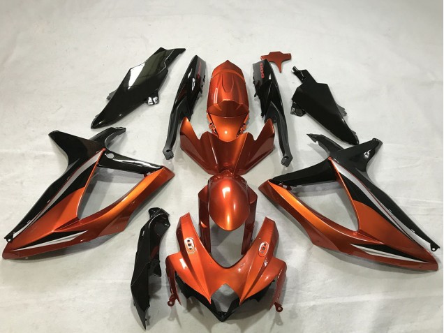 Carenados Moto Suzuki GSXR 600 / GSXR 750 2008-2010 - Burnt Naranja Negro Brillante