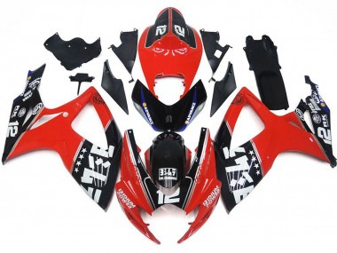 Carenados Moto Suzuki GSXR 600 / GSXR 750 2006-2007 - Rojo Negro Brillante Blanco