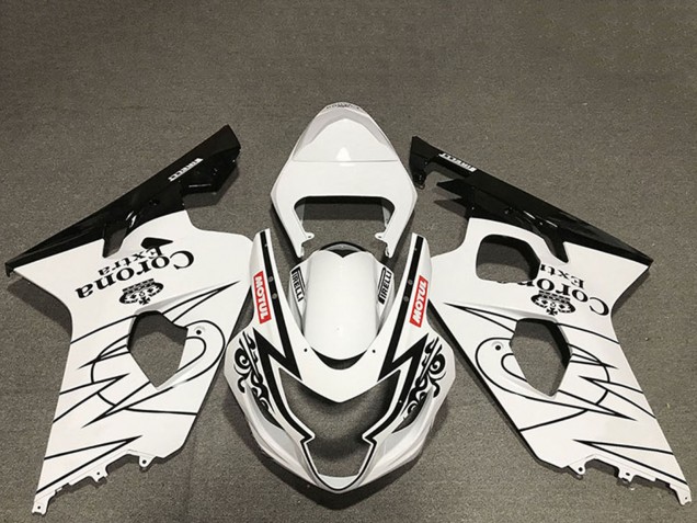Carenados Moto Suzuki GSXR 600 / GSXR 750 2004-2005 - Blanco Negro Brillante Corona Motul Estilo
