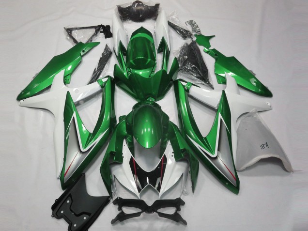 Carenados Moto Suzuki GSXR 600 / GSXR 750 2008-2010 - Blanco Verde Plata Negro Brillante