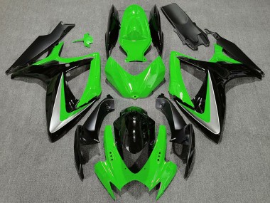 Carenados Moto Suzuki GSXR 600 / GSXR 750 2006-2007 - Verde Plata Negro Brillante OEM Estilo
