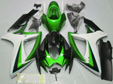Carenados Moto Suzuki GSXR 600 / GSXR 750 2006-2007 - Verde Blanco Negro Brillante