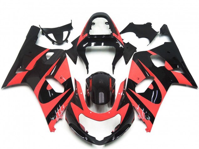 Carenados Moto Suzuki GSXR 600 / GSXR 750 2001-2003 - Rojo Claro Negro Brillante OEM Estilo