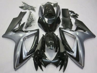 Carenados Moto Suzuki GSXR 600 / GSXR 750 2006-2007 - Plata Negro Brillante Negro Mate