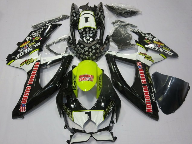 Carenados Moto Suzuki GSXR 600 / GSXR 750 2008-2010 - Blanco Amarillo Rojo Negro National Guard