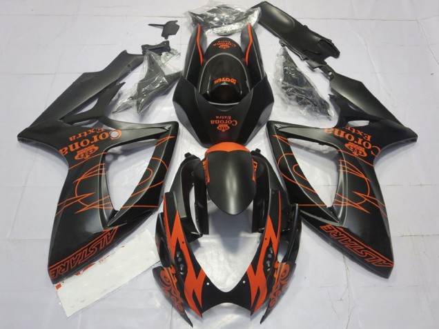 Carenados Moto Suzuki GSXR 600 / GSXR 750 2006-2007 - Negro Mate Naranja Corona Extra Alstare Motul