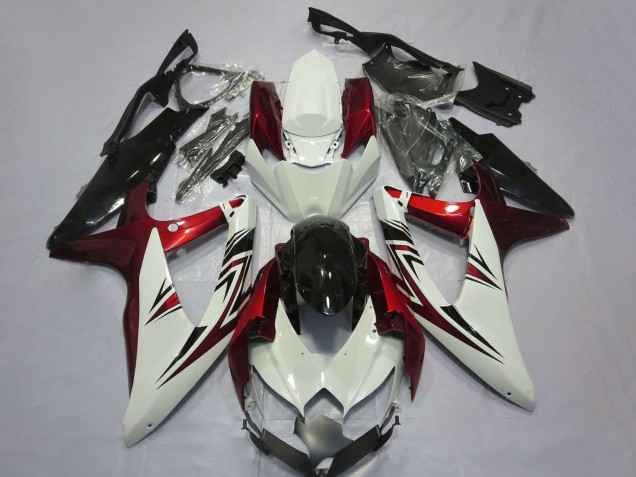 Carenados Moto Suzuki GSXR 600 / GSXR 750 2008-2010 - Blanco Rojo Negro Brillante