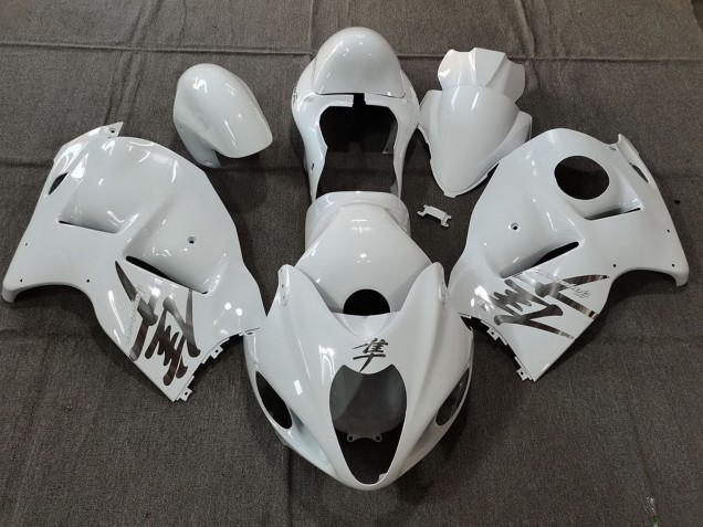 Carenados Moto Suzuki GSXR 1300 1996-2007 - Blanco OEM Estilo Plata Calcomanías