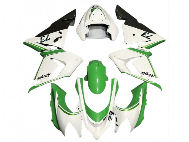 Carenados Moto Kawasaki ZX10R 2004-2005 - Blanco Brillante Verde