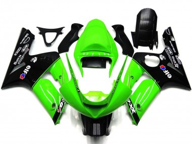 Carenados Moto Kawasaki ZX6R 2003-2004 - Verde Negro Brillante Elf Silkolene