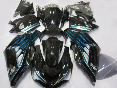 Carenados Moto Kawasaki ZX14R 2012-2024 - Negro Brillante Azul Claro