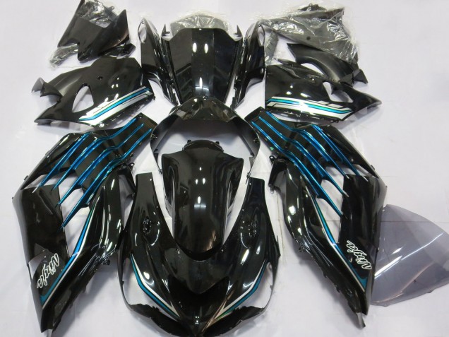 Carenados Moto Kawasaki ZX14R 2012-2024 - Negro Brillante Azul Claro