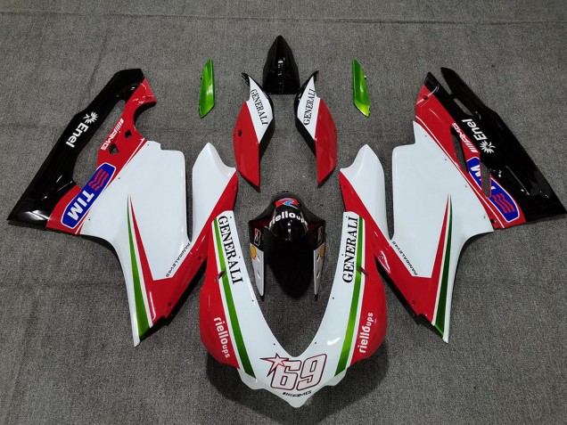 Carenados Moto Ducati 959 1299 2015-2020 - Blanco Rojo Verde Negro Brillante Generali Tim 69