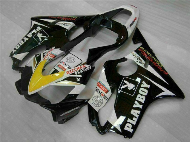 Carenados Moto Honda CBR600 F4i 2001-2003 - Blanco Amarillo Negro Brillante Playboy