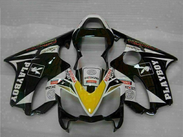 Carenados Moto Honda CBR600 F4i 2001-2003 - Blanco Amarillo Negro Brillante Playboy