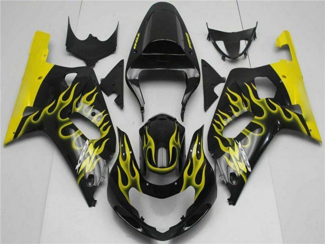 Carenados Moto Suzuki GSXR 600/750 2001-2003 - Negro Brillante Amarillo Llama